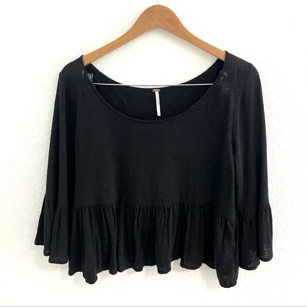 Free People Black Medium Sleeve Blouse